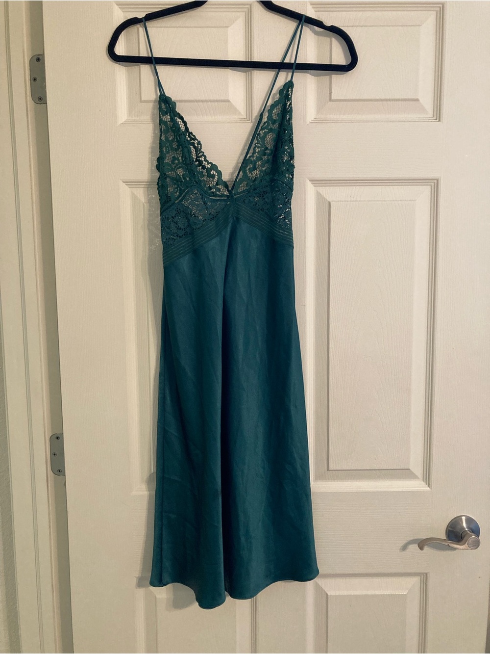 Victoria's Secret Teal Lace-Trim Slip Dress